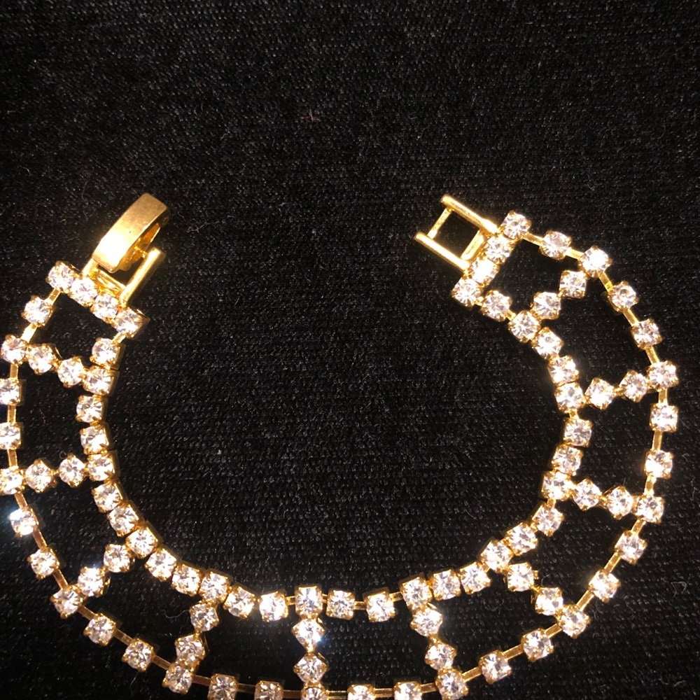 Gold Bracelet with Rhinestones
